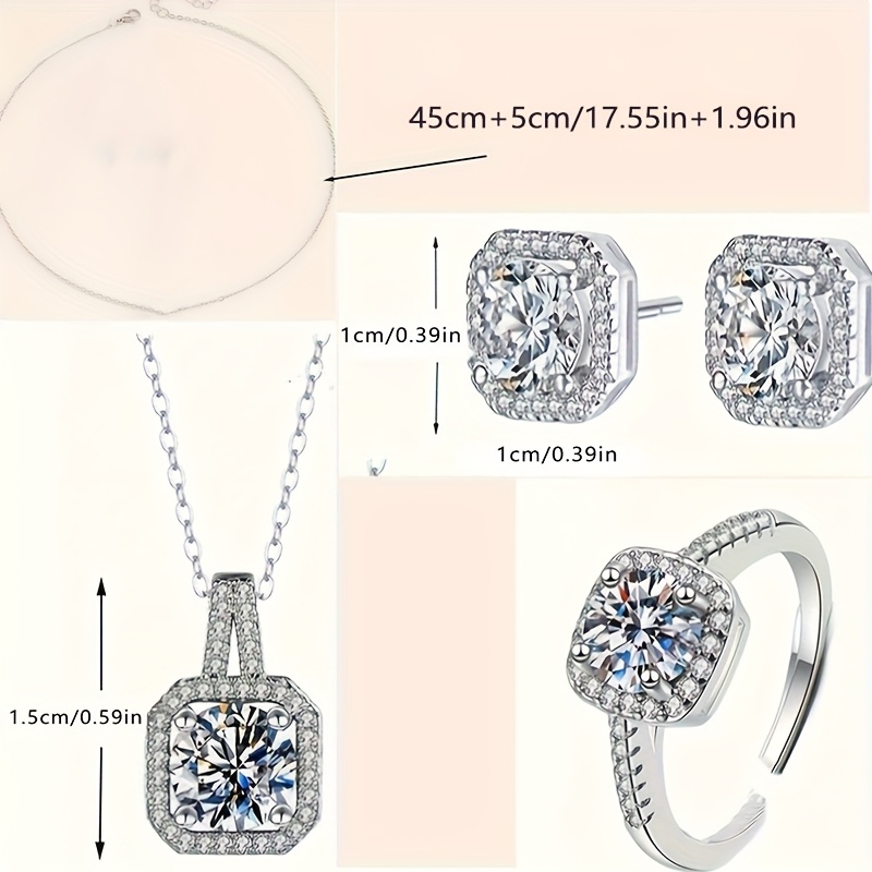Elegant 4pcs Commemorative Shining Earrings Pendant Necklace Ring Set